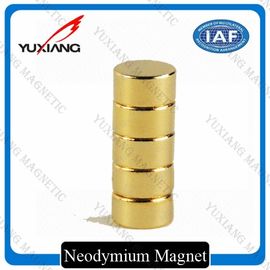 Gold Plating Neodymium Cylinder Magnets , Neodymium Magnets N52 Radial Magnetized